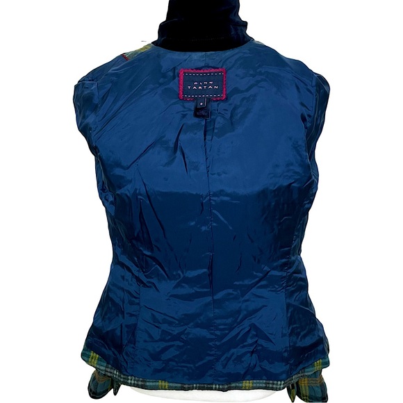 PINK TARTAN Plaid Equestrian Inspired Blazer Velvet Collar Elbow Patches Size 8 - Picture 8 of 13